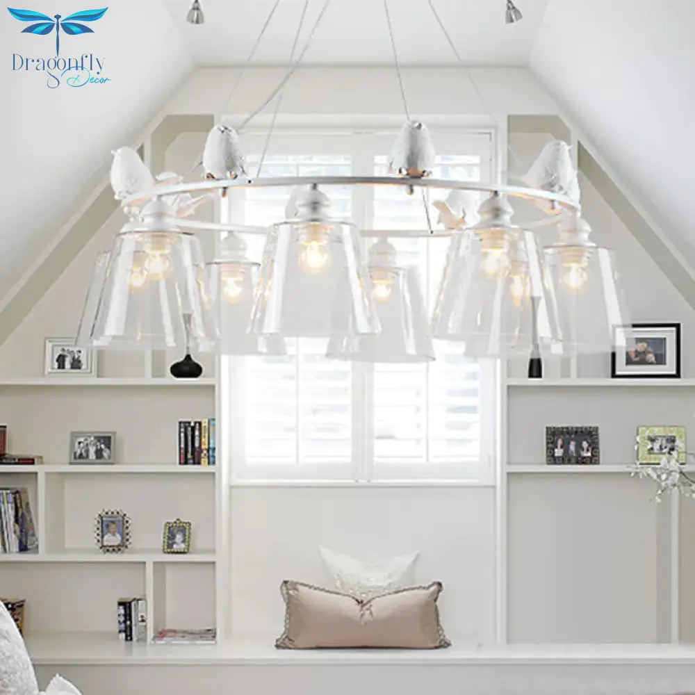 White 3/8 Lights Chandelier Light Fixture Classic Clear Glass Tapered Pendant Lamp For Living Room