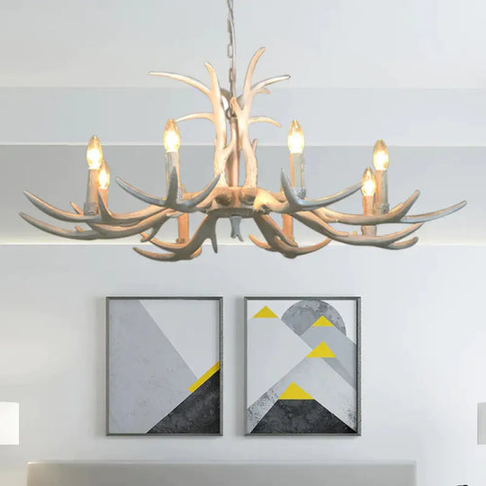 White Candle Shape Pendant Chandelier Rustic Resin 4/6/8 - Head Bedroom Hanging Ceiling Light 8 /