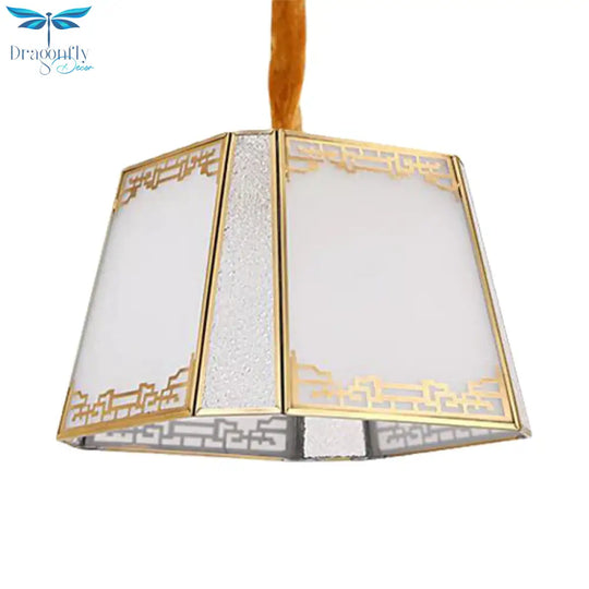 White Frosted Glass Tower Shaped Chandelier Simple 5 Heads Hallway Suspension Pendant Light