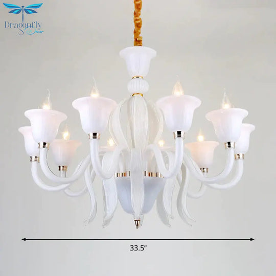 White Glass Stamen Shape Chandelier Lighting Antique 6/8/10 Lights Bedroom Ceiling Pendant Lamp