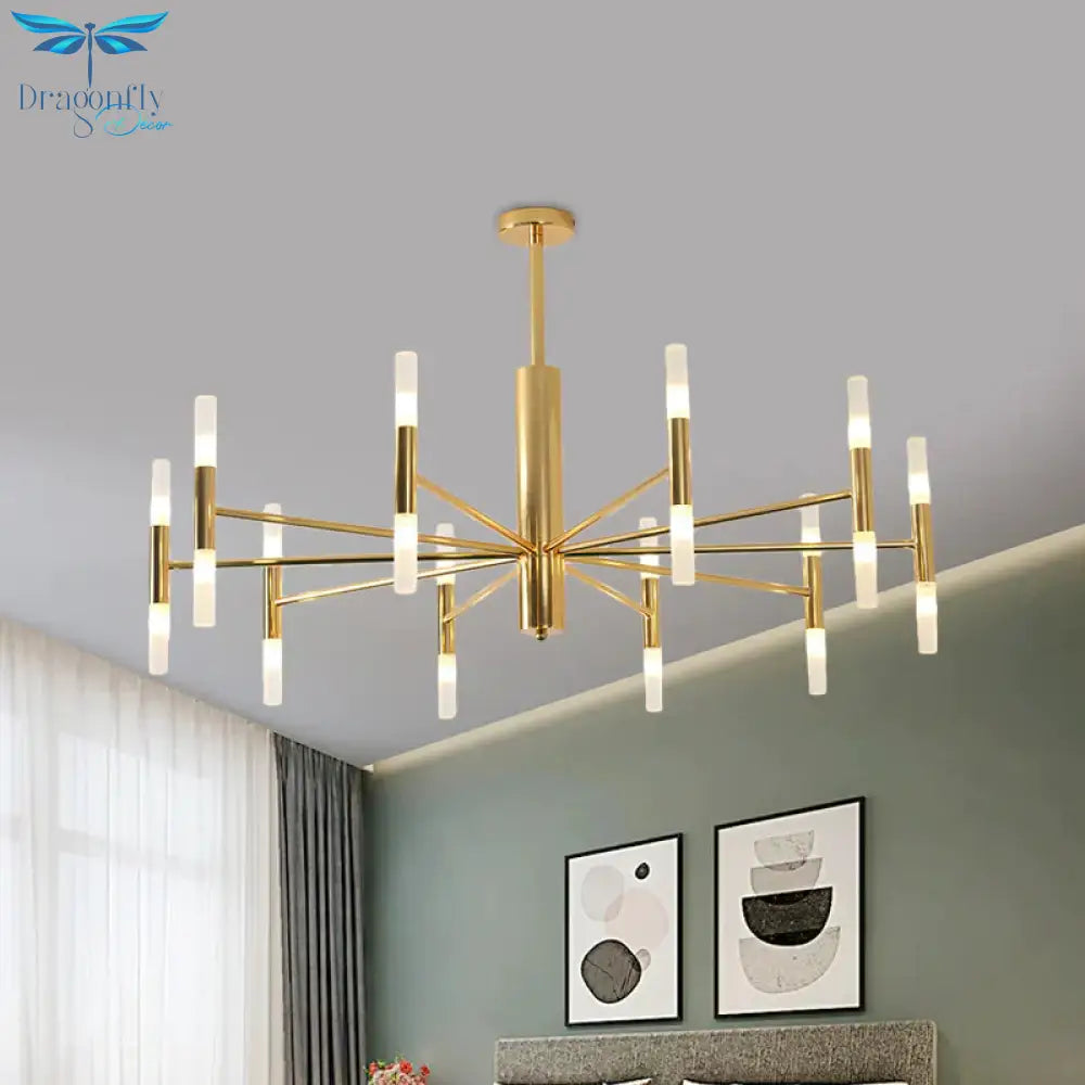 White Glass Tube Chandelier Post Modern Multi Lights Gold Led Hanging Light Fixture