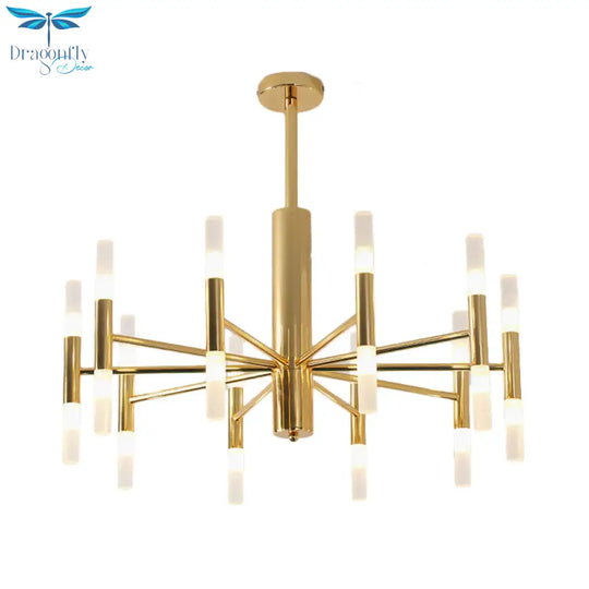White Glass Tube Chandelier Post Modern Multi Lights Gold Led Hanging Light Fixture