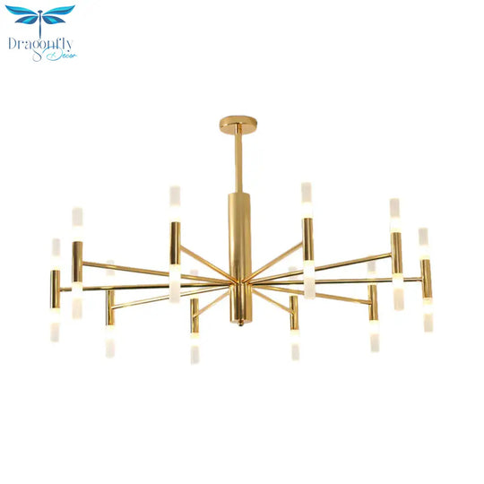 White Glass Tube Chandelier Post Modern Multi Lights Gold Led Hanging Light Fixture