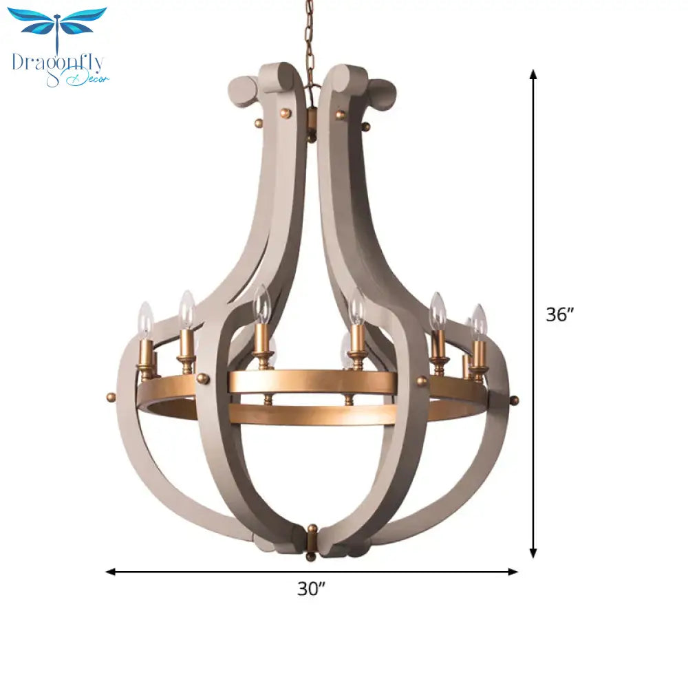 Wood Bend Chandelier Lamp Contemporary 6/12 Bulbs Gold Pendant Lighting Fixture With Adjustable