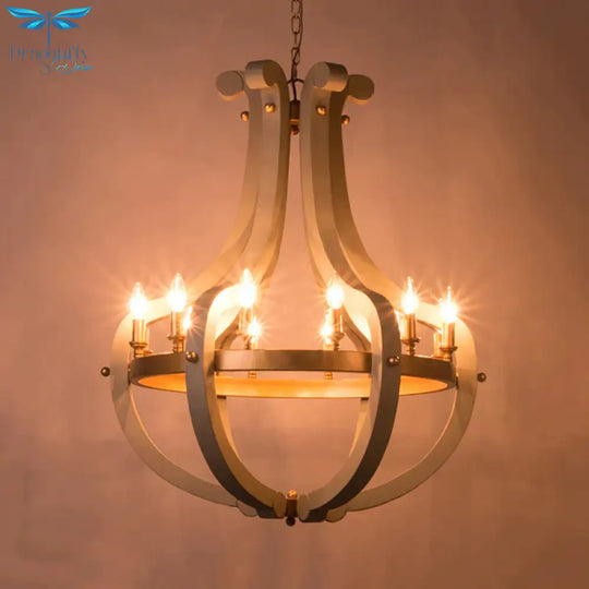 Wood Bend Chandelier Lamp Contemporary 6/12 Bulbs Gold Pendant Lighting Fixture With Adjustable